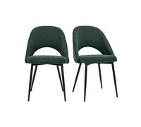Chaises vintage en tissu effet velours texturé vert et métal noir (lot de 2) COSETTE