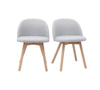 Chaises en tissu gris clair et bois clair massif (lot de 2) celeste