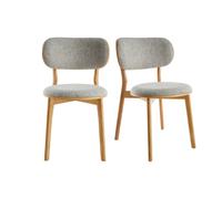 Chaises scandinaves en tissu gris clair et bois clair massif (lot de 2) FAUVETTE