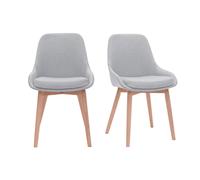 Chaises scandinaves en tissu gris clair et bois clair massif (lot de 2) HOLO