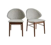Chaises vintage en tissu gris clair et bois foncé (lot de 2) SPIKE