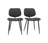 Chaises en tissu gris foncé et métal noir (lot de 2) tobias