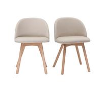Chaises scandinaves en tissu naturel et bois clair massif (lot de 2) CELESTE