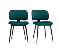 Chaises en tissu velours bleu pétrole et métal noir (lot de 2) ATRIUM