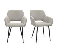 Chaises en tissu velours côtelé taupe et métal noir (lot de 2) LAURETTE