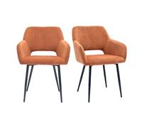 Chaises en tissu velours côtelé terre brûlée et métal noir (lot de 2) laurette