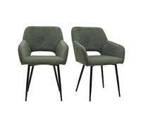Chaises en tissu velours côtelé vert kaki et métal noir (lot de 2) laurette