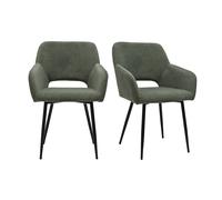Chaises en tissu velours côtelé vert kaki et métal noir (lot de 2) LAURETTE