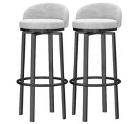 chaises Ensemble tabourets Hauts Cuisine Atelier Soutenu Petit déjeuner recouvert de Tabouret en Velours pivotant pour comptoir du Bar à Domicile (Blanc, cm '')