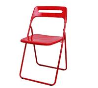 Chaises et tabourets pliants d'intérieur pour Adultes - Sièges en Plastique Portables et Pratiques avec Dossier - Idéal pour Le Bureau, l'ordinateur et Les Loisirs (Couleur : Rouge)