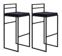 Chaises hautes tabourets de bar - HOMCOM - lot de 2 hauteur 74 cm assise velours repose-pieds moderne - acier - noir