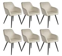 Chaises - HELLOSHOP26 - Lot de 6 - Velours beige - Design vintage - Ergonomique