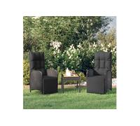 Chaises inclinables d extérieur et coussins lot de 2 Poly rotin