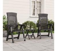 vidaXL Lot de 2 chaises inclinables de jardin 364712 – avec dossier réglable, pliables, anthracite PP