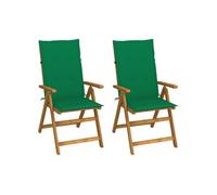 Chaises inclinables de jardin lot de 2 et coussins Bois acacia