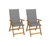 vidaXL Chaises inclinables de jardin, 2 pcs, avec coussins Bois d'acacia