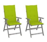 Lot de 2 Chaises Inclinables de Jardin avec Coussins, Sièges avec Dossier, Fauteuils de Terrasse Patio Extérieur, Bois d'Acacia