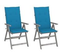 Chaises inclinables de jardin lot de 2 et coussins Bois acacia G