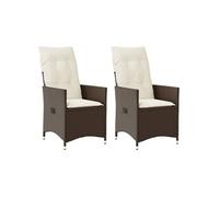 vidaXL Chaises inclinables de Jardin Lot de 2 et Coussins Marron rotin, Fauteuil de Jardin inclinable, Fauteuil inclinable de Jardin, Chaise inclinable d'extérieur