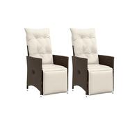 Chaises inclinables de jardin lot de 2 et coussins marron rotin, fauteuil de jardin inclinable, fauteuil inclinable 365667