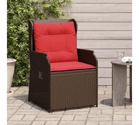 vidaXL Lot de 2 chaises longues de jardin en polyrotin avec coussin Marron
