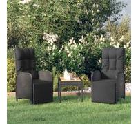 Vidaxl Salon De Jardin 3 Pcs Avec Coussins Noir Résine Tressée