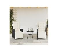 Chaises inclinables de jardin lot de 2 repose-pied noir rotin 365288