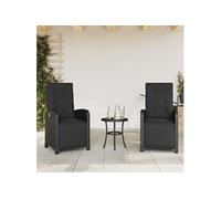Vidaxl Chaises Inclinables De Jardin Lot De 2 Repose-Pied Noir Rotin