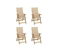 Chaises inclinables de jardin lot de 4 et coussins Bois acacia