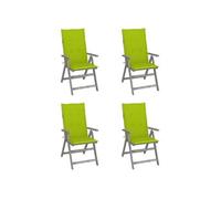 Chaises inclinables de jardin lot de 4 et coussins Bois acacia