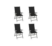 Chaises inclinables de jardin lot de 4 et coussins Bois acacia