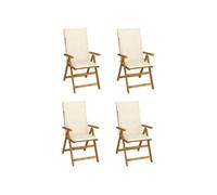 Chaises inclinables de jardin lot de 4 et coussins Bois acacia