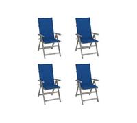 Chaises inclinables de jardin lot de 4 et coussins Bois acacia