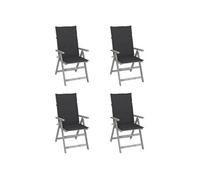Chaises inclinables de jardin lot de 4 et coussins Bois acacia
