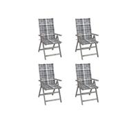Chaises inclinables de jardin lot de 4 et coussins Bois acacia