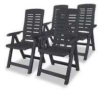 vidaXL 4x Chaises Inclinables de Jardin Fauteuils de Patio Chaises d'Exterieur Sièges de Terrasse Chaises Pliables Plastique 275071