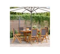 Vidaxl Chaises Inclinables De Jardin Lot De 6 Tissu Et Bois Massif