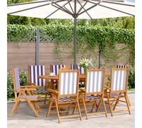 Chaises inclinables de jardin lot de 8 tissu et bois massif vidaXL