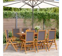 Chaises inclinables de jardin lot de 8 tissu et bois massif vidaXL