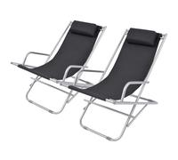 Chaises inclinables de terrasse - VIDAXL - Noir - Pliant - Métal - Confort optimal