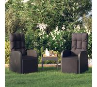 Vidaxl Chaises De Jardin Inclinables Coussins 2pcs Noir Résine Tressée