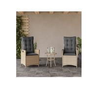 vidaXL Fauteuil de jardin Coussin 2pcs Réglable Mélange de beige Poly rotin