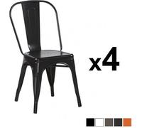 Chaises industrielles Noir - ZOLI - Lot de 4 - Métal - Intérieur