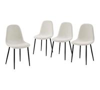Chaises Lena Tissu Bouclette écru - BAÏTA - Lot de 4 - Contemporain - Design - Métal - Noir