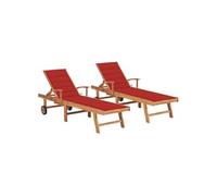 vidaXL 2x Bois de Teck Solide Chaises Longues avec Coussin Transat de Patio Bain de Soleil de Jardin Chaise Longue de Terrasse Extérieur Rouge https://www.fnac.com/mp46734143/vidaXL-Chaises-longues-2-pcs-avec-coussin-rouge-Bois-de-teck-solide/w-4?oref=f261e3dc-118e-ad0f-023b-cbe868e2e029