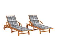 Chaises Longues 2 Pcs Avec Coussins Bois D'acacia Solide