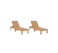 Chaises longues 2 pcs Bois de teck solide, chaise longue en bois, transat, lit de repos, chaise longue en bois massif, lit de bronzage