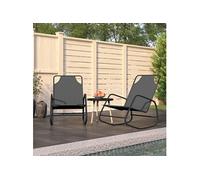 Chaises longues à bascule 2 pcs Gris Acier et textilène318141