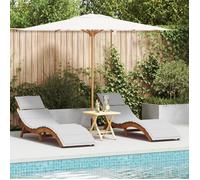 Chaises Longues avec Coussins 2 pcs Gris Clair Bois Massif d Acacia