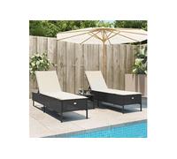 Lot de 2 Chaises Longues avec Coussins Bain de Soleil Résine Tressée vidaXL
